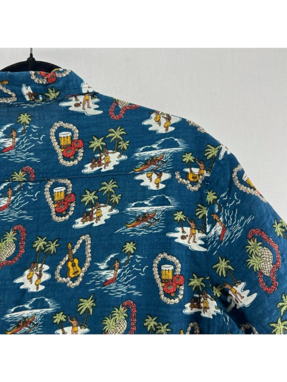 VatPave Hawaiian Print Shirt Men S Cotton Viscose Short Sleeve Casual Aloha Blue - Picture 11 of 13